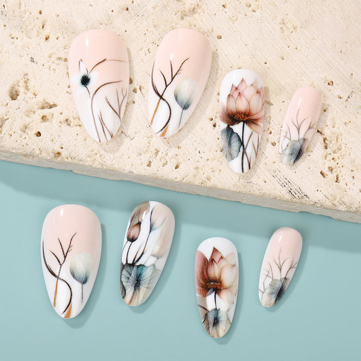 Artificial nail set with floral and artistic motifs Kalsten
