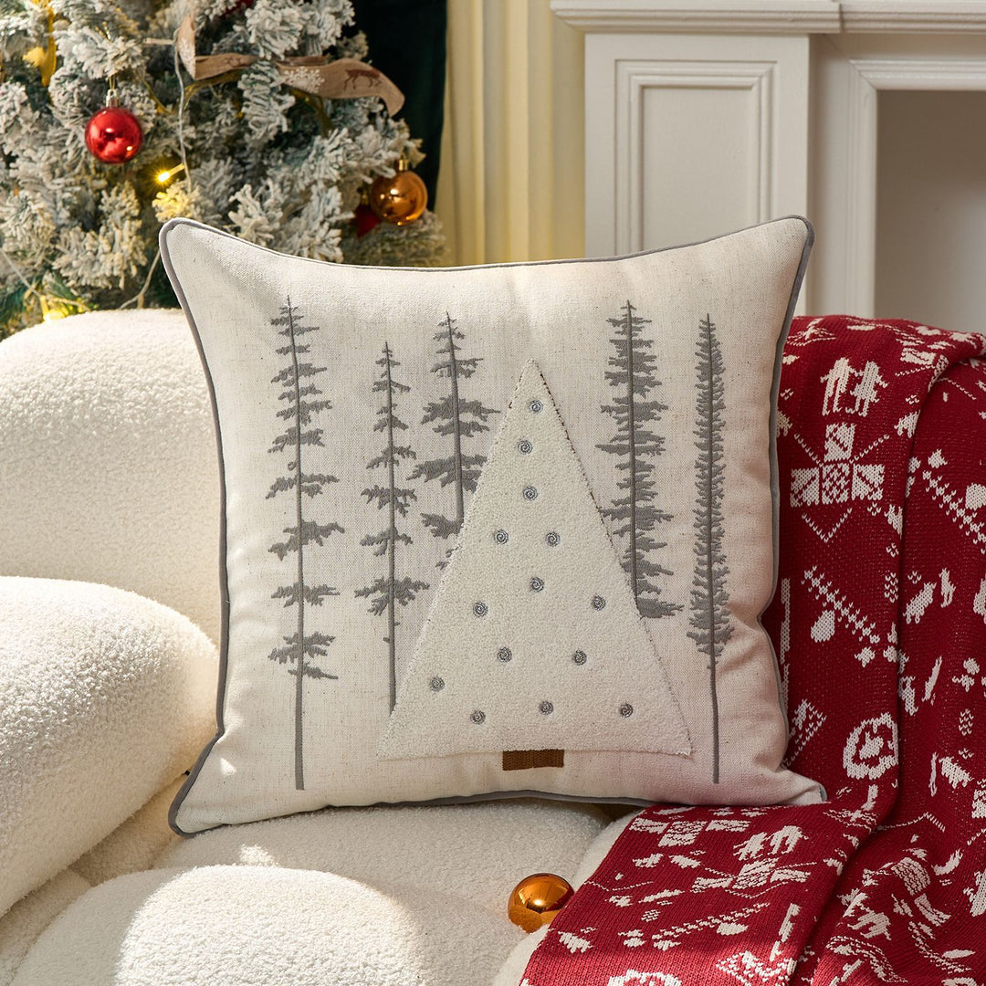 Festive Tufted Chenille Merry Christmas Lumbar Throw Pillow