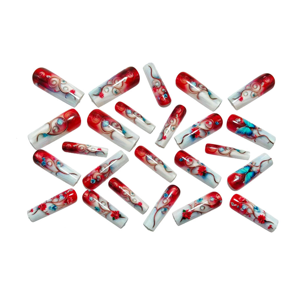 Artificial nails with flower and butterfly design Kalsten
