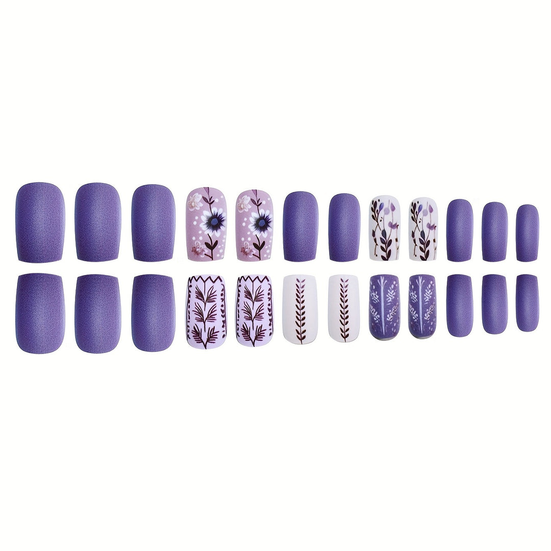 Artistic Floral Press-On Nail Art Set Kalsten