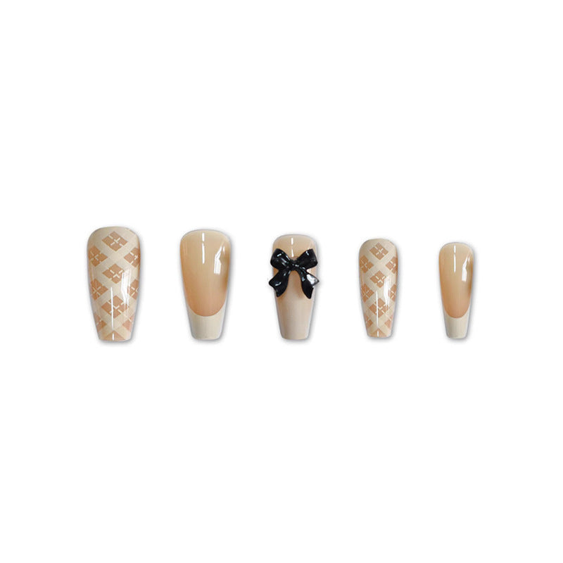 Stylish Press-On Nail Set with Decorative 3D Bow Accents Kalsten