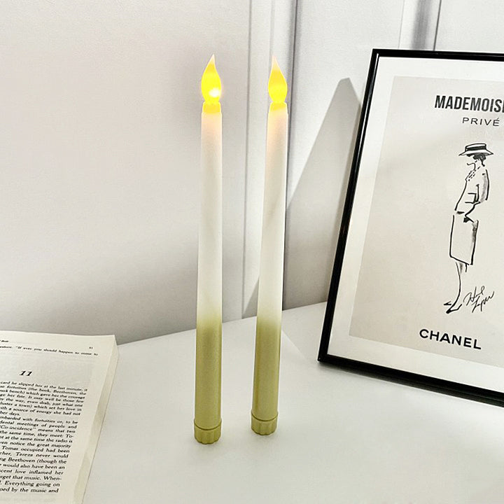 Battery-Operated LED Gradient Taper Candle Set with Flicker Flame and Detachable Bases