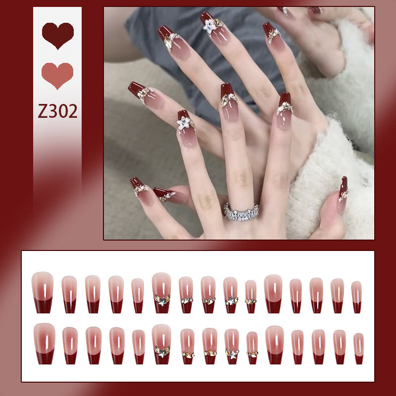 Artificial nail set with elegant glittering accents and romantic design Kalsten