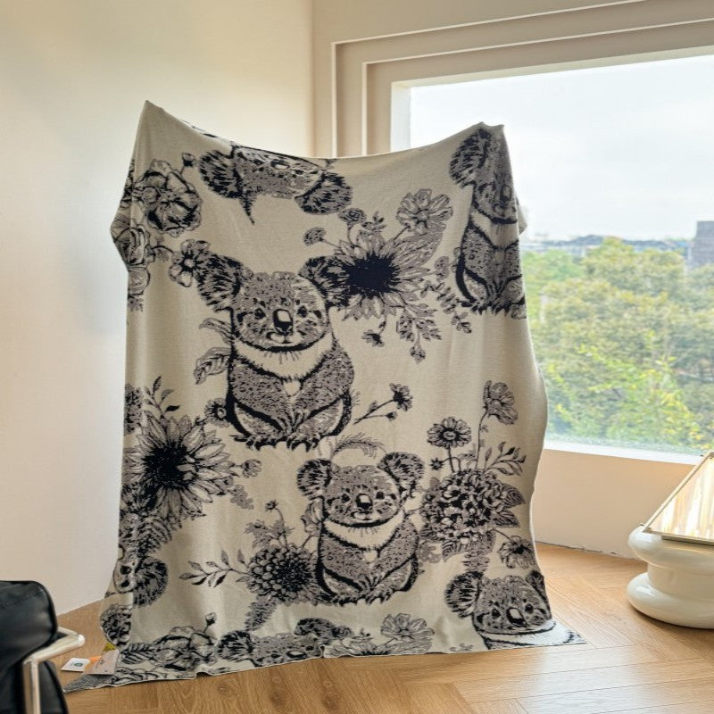 Premium Floral Koala Print Throw Blanket