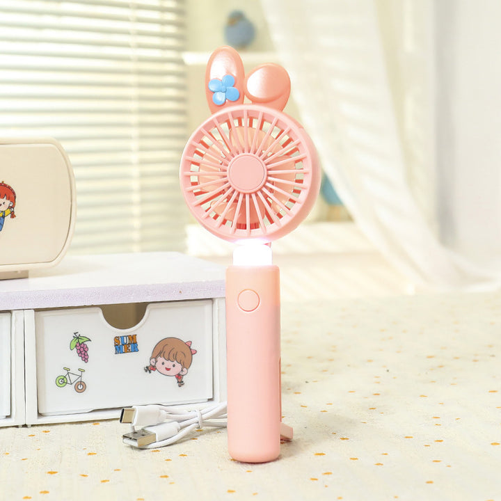 Ladies portable handheld fan with integrated LED light and animal ear design Kalsten