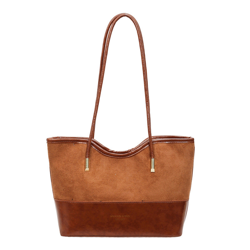WoStylish Suede and Leather Shoulder Tote Bag Kalsten