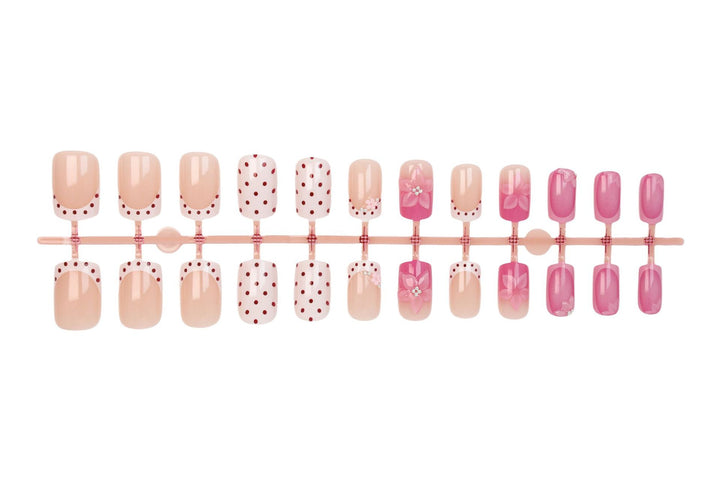 Artificial nail set with playful flower and dot motif Kalsten