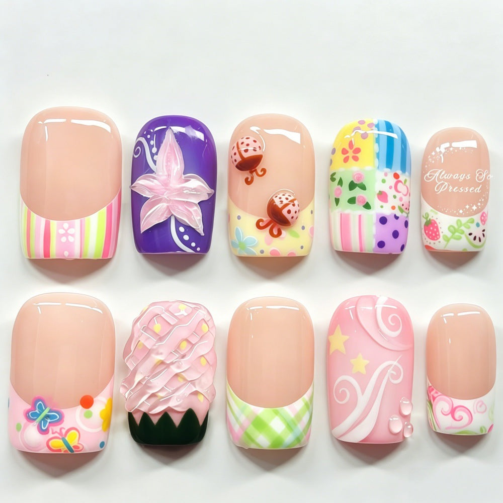 Creative artificial nails with floral and summer motifs Kalsten