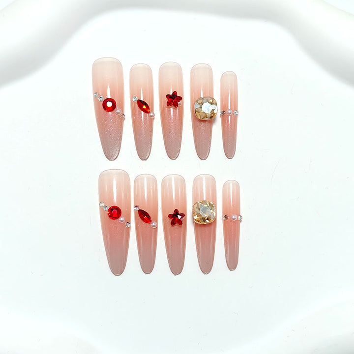 Sparkling artificial nails with decorative rhinestones Kalsten