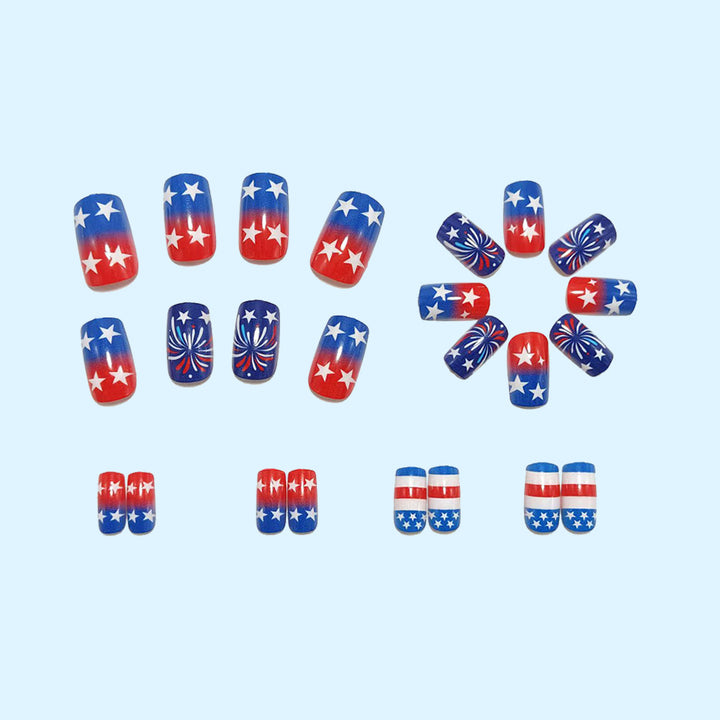 Artificial nails in patriotic star and stripe design Kalsten