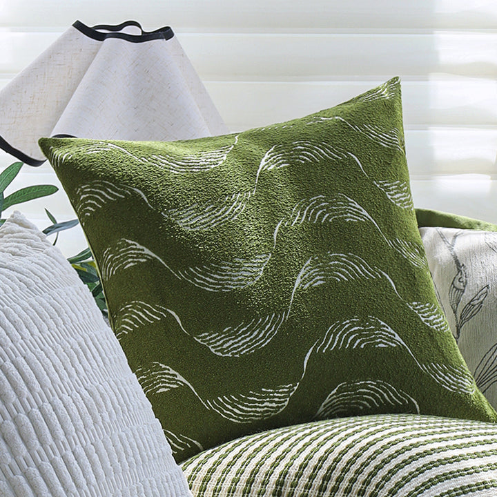 Square cushion cover made of microvelours with subtle wave structure Kalsten