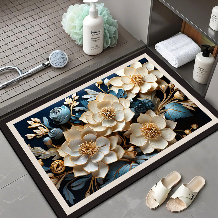 Floral Patterned Memory Foam Bath Mat Kalsten
