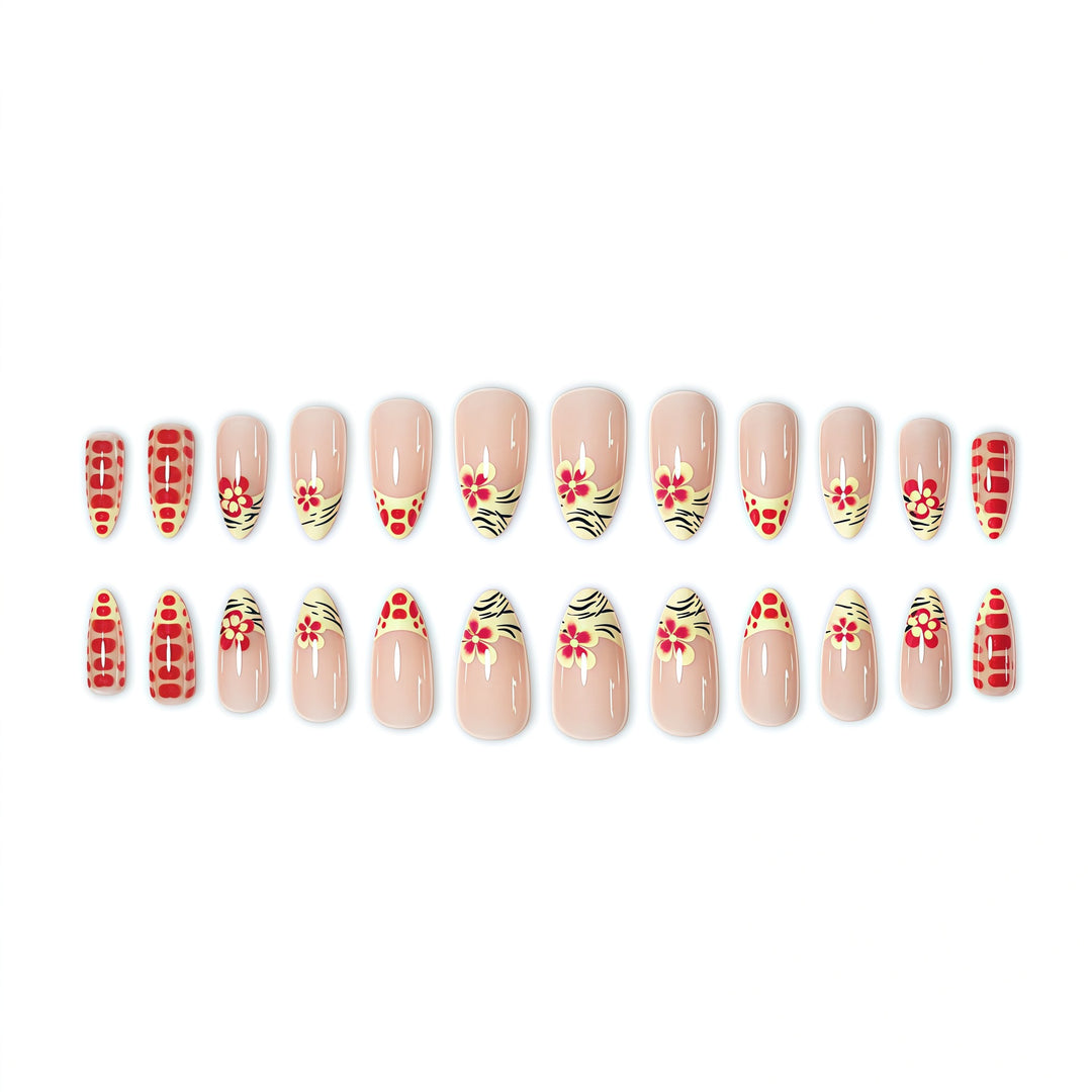 Floral French Tip Nail Art Extensions Kalsten