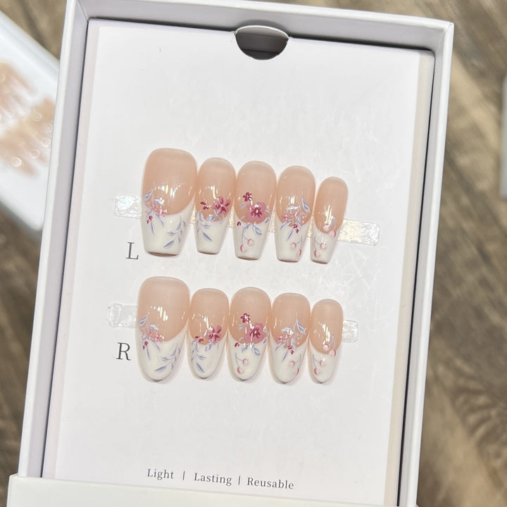 Floral Design Stiletto Press-On Nails Kalsten