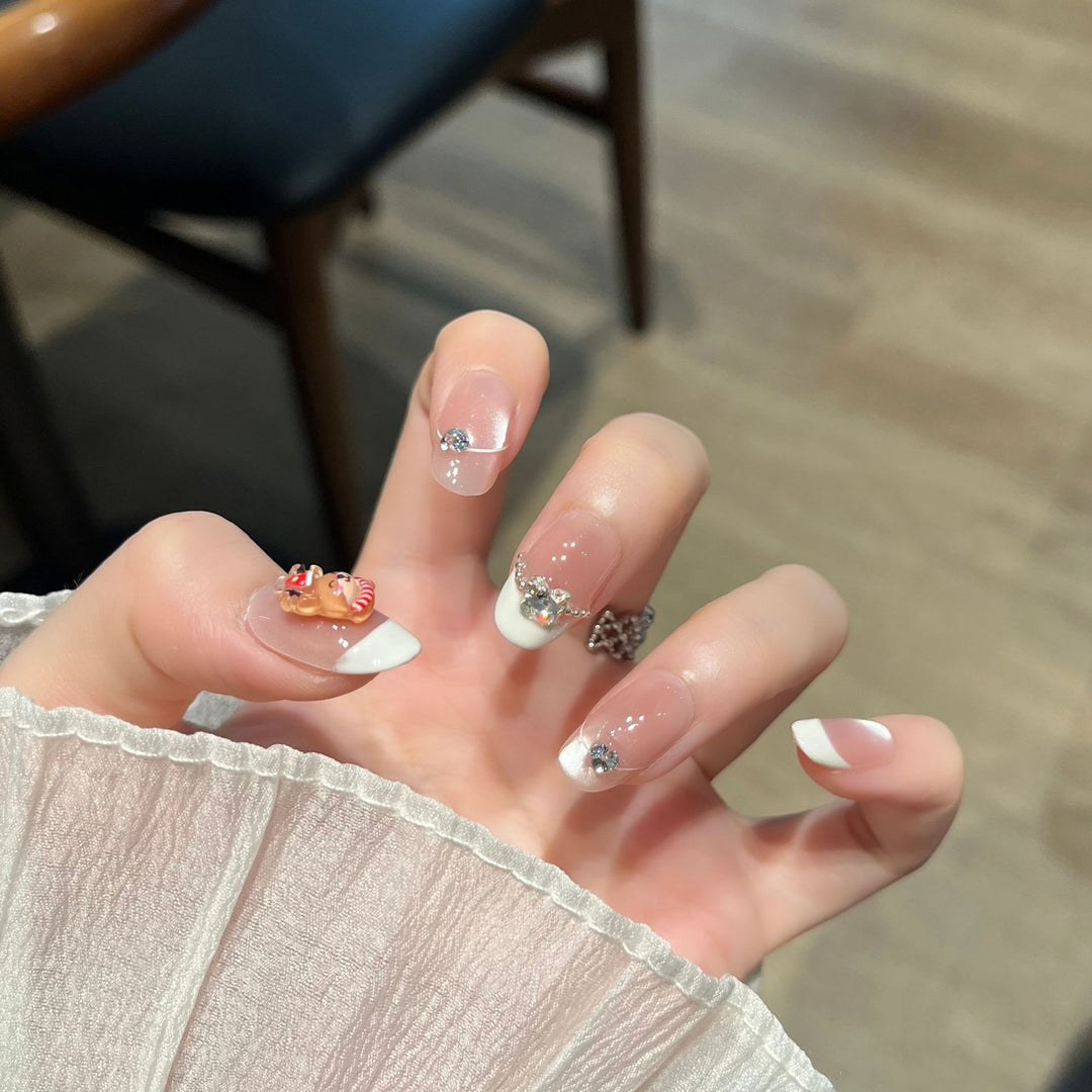 Artistic French Tip Press-On Nails Kalsten