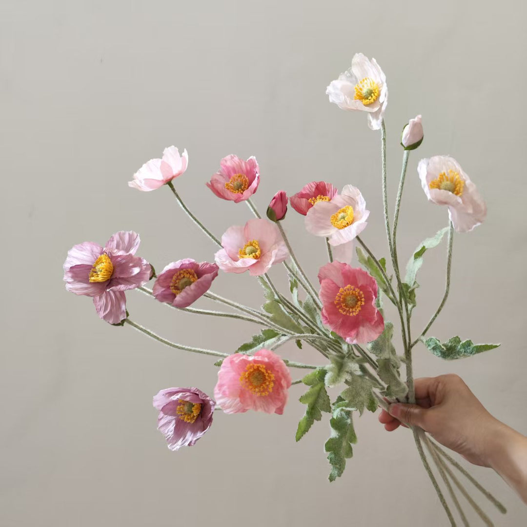 Lifelike Silk Poppy Flower Stem