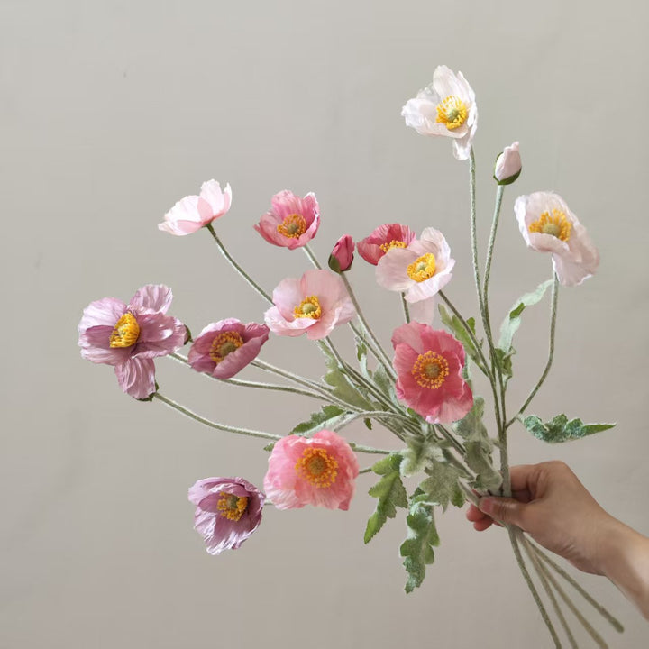 Lifelike Silk Poppy Flower Stem