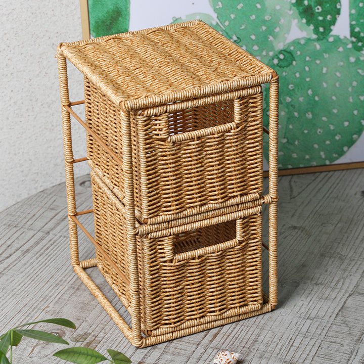 Unisex Stackable Storage Basket with Two Compartments Made of Natural Material Kalsten