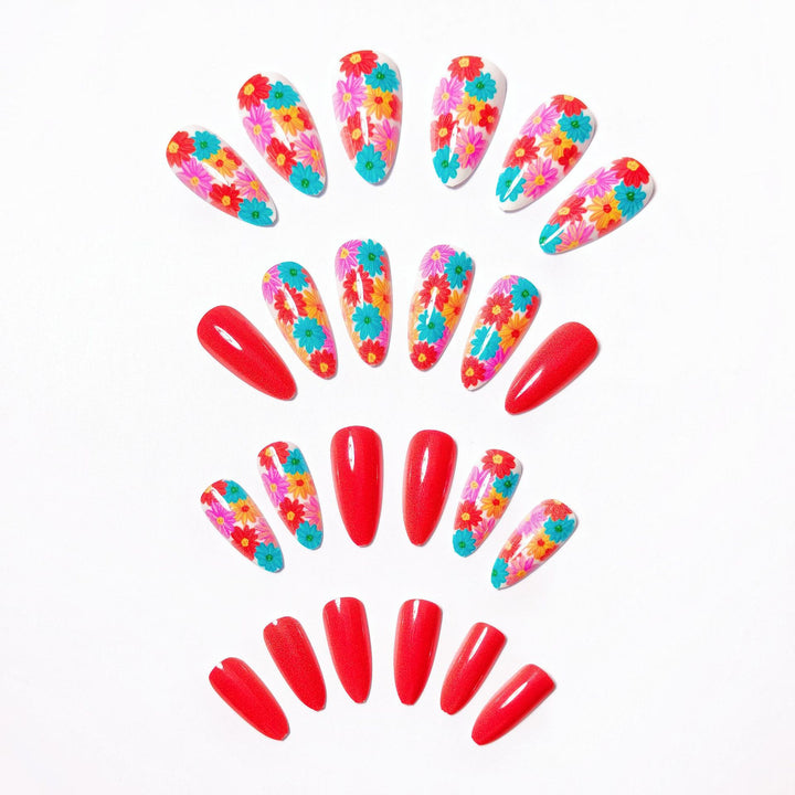 Artificial nails with Lively Flower Design Kalsten