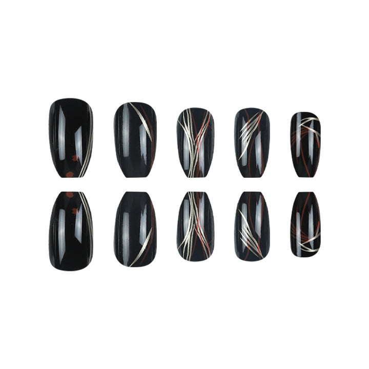 Stylish Stiletto Press-On Nails with Abstract Design Kalsten