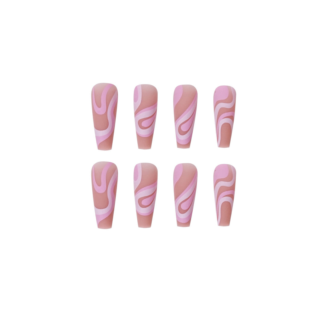 Artificial nail extensions with elegant wave design Kalsten