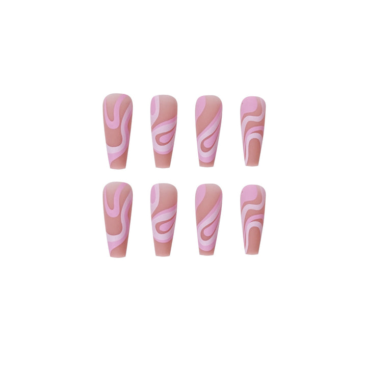 Artificial nail extensions with elegant wave design Kalsten