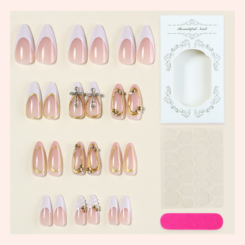 Artistic Press-On Nail Set with Elegant Design Accents kalsten