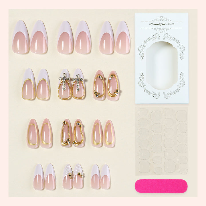 Artistic Press-On Nail Set with Elegant Design Accents kalsten