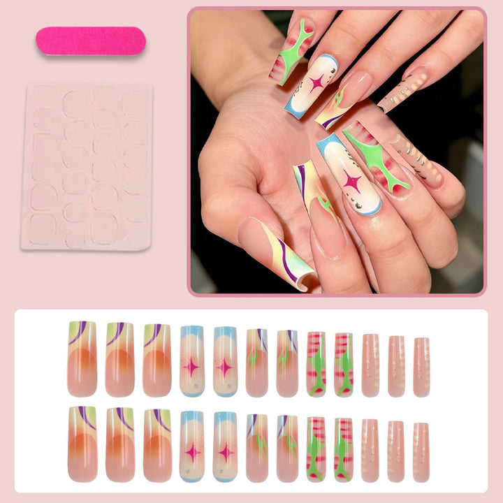 Nail art set with colorful ombre designs and sparkling accents Kalsten