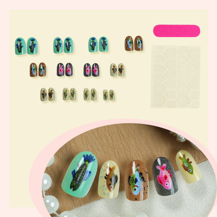 Creative Press-On Nail Art Set with Unique Insect Designs kalsten