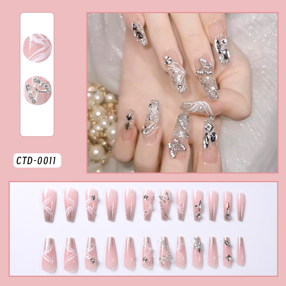 Glamorous Crystal-Embellished Press-On Nail Set Kalsten