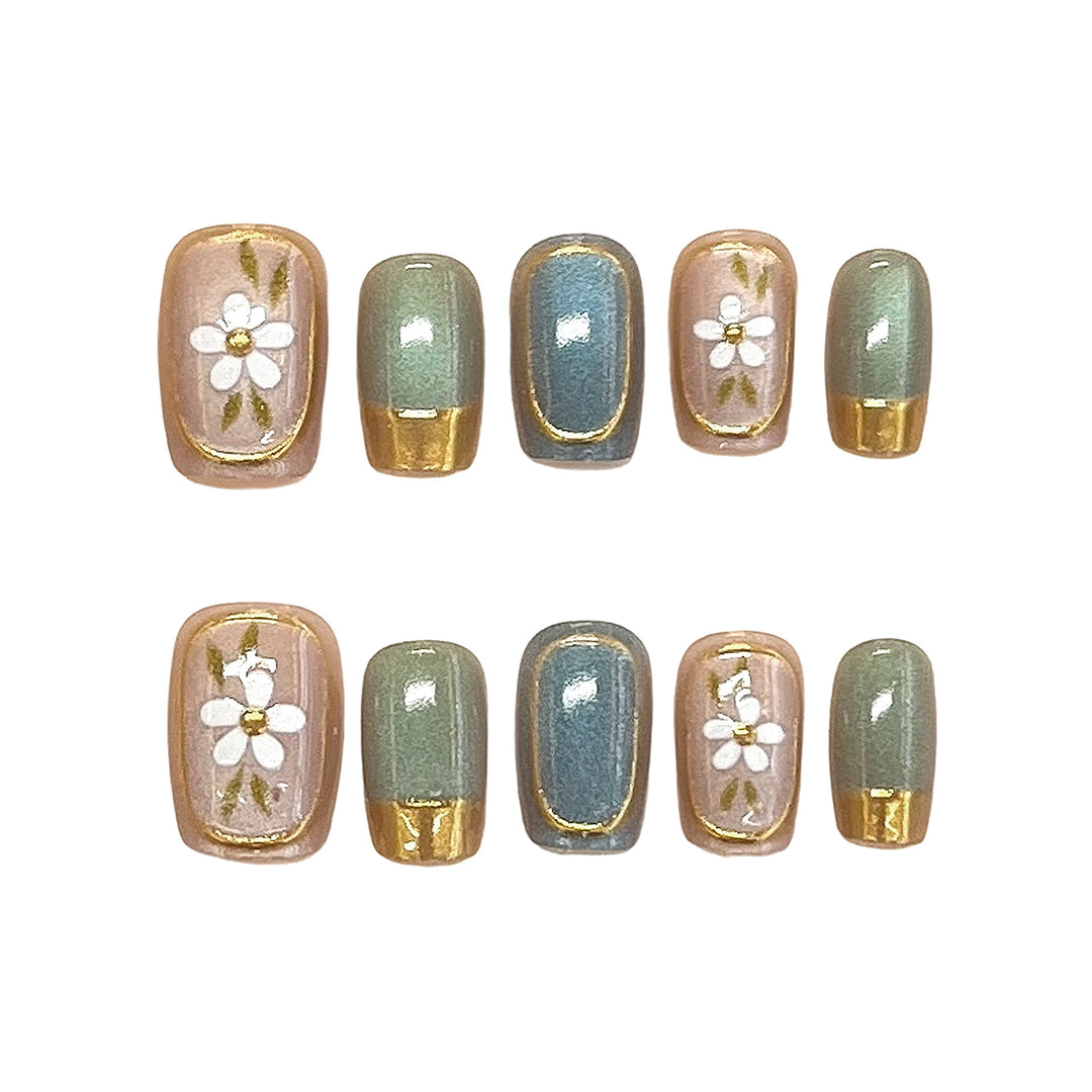 Floral Accent Press-On Nail Art Set Kalsten