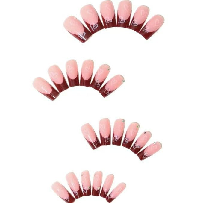 Decorative Press-On Nail Set with Heart Design Kalsten