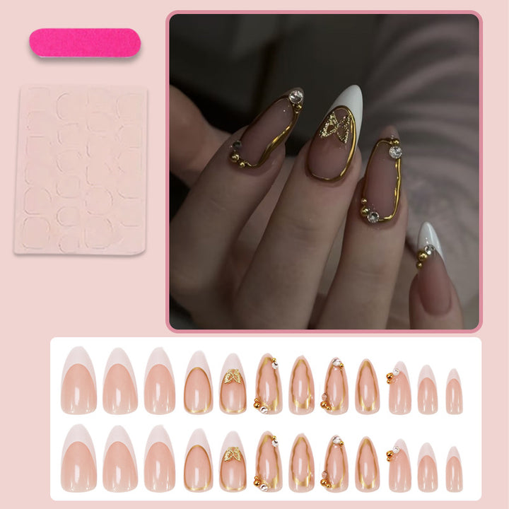 Acrylic Nail Set with Elegant Bows and Glamorous Accent Kalsten