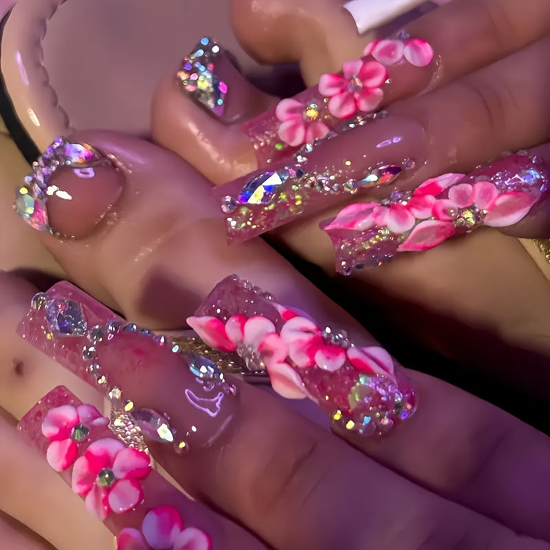 Designer Floral Acrylic Nail Art Kalsten
