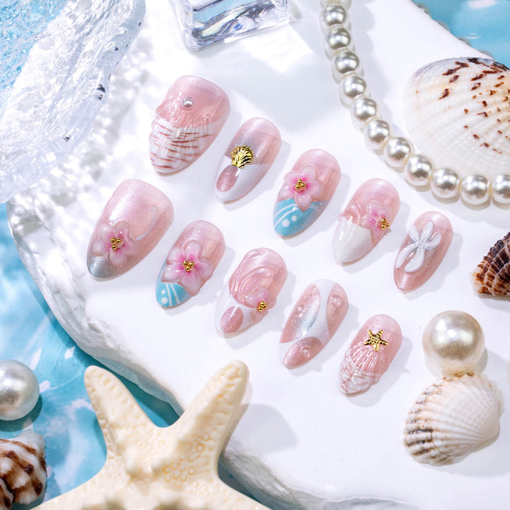 Artistic Floral Embellished Press-On Nail Art Set Kalsten