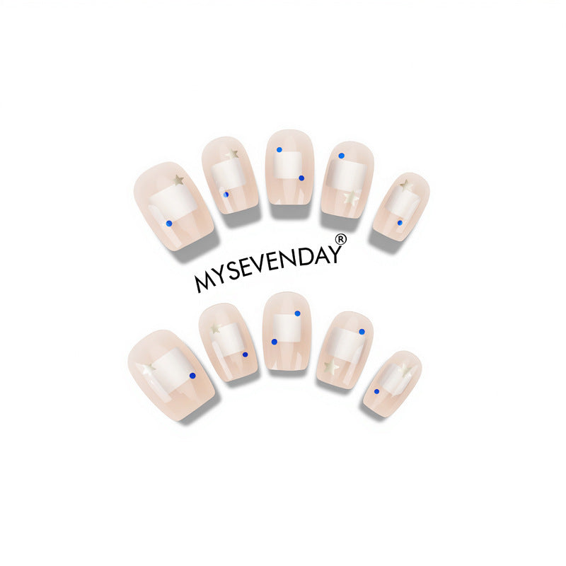 Elegant Press-On Nail Art Set with Star and Dot Designs Kalsten