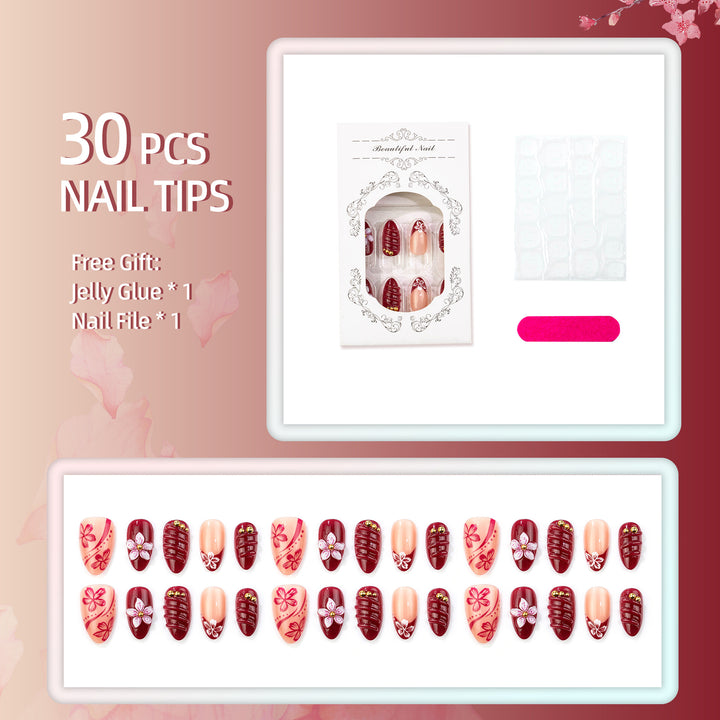 Artisan Floral Press-On Nail Design