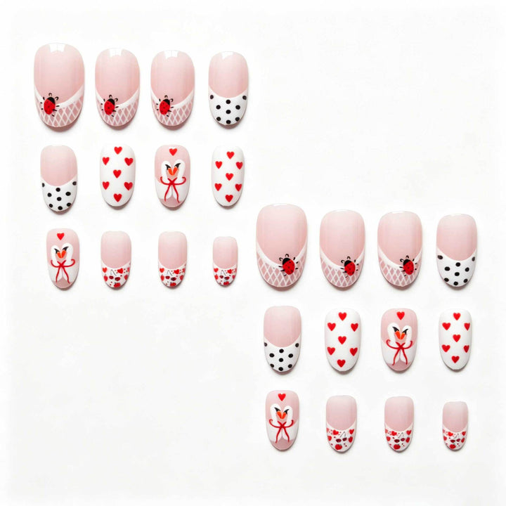 Heart-Themed Acrylic Nail Art
