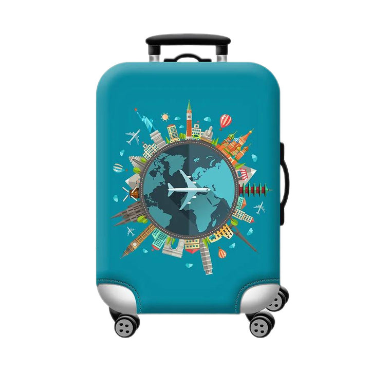 Unisex hard-shell cabin trolley with vintage travel illustration, 360° swivel wheels and telescopic handle Kalsten