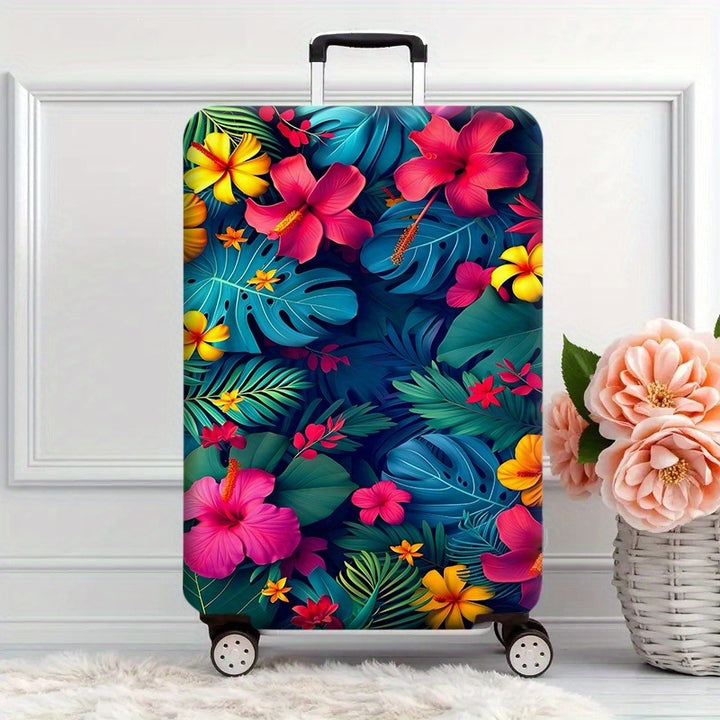 Women's Hard Shell Suitcase with Tropical Flower Pattern Kalsten