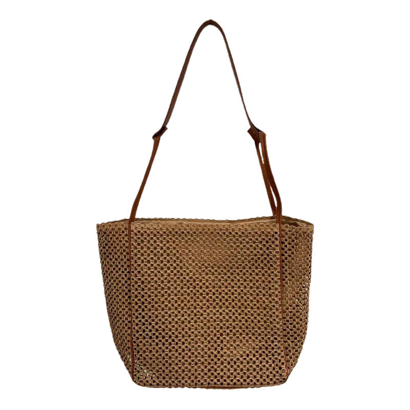 Handmade mesh tote bag with leather accents Kalsten
