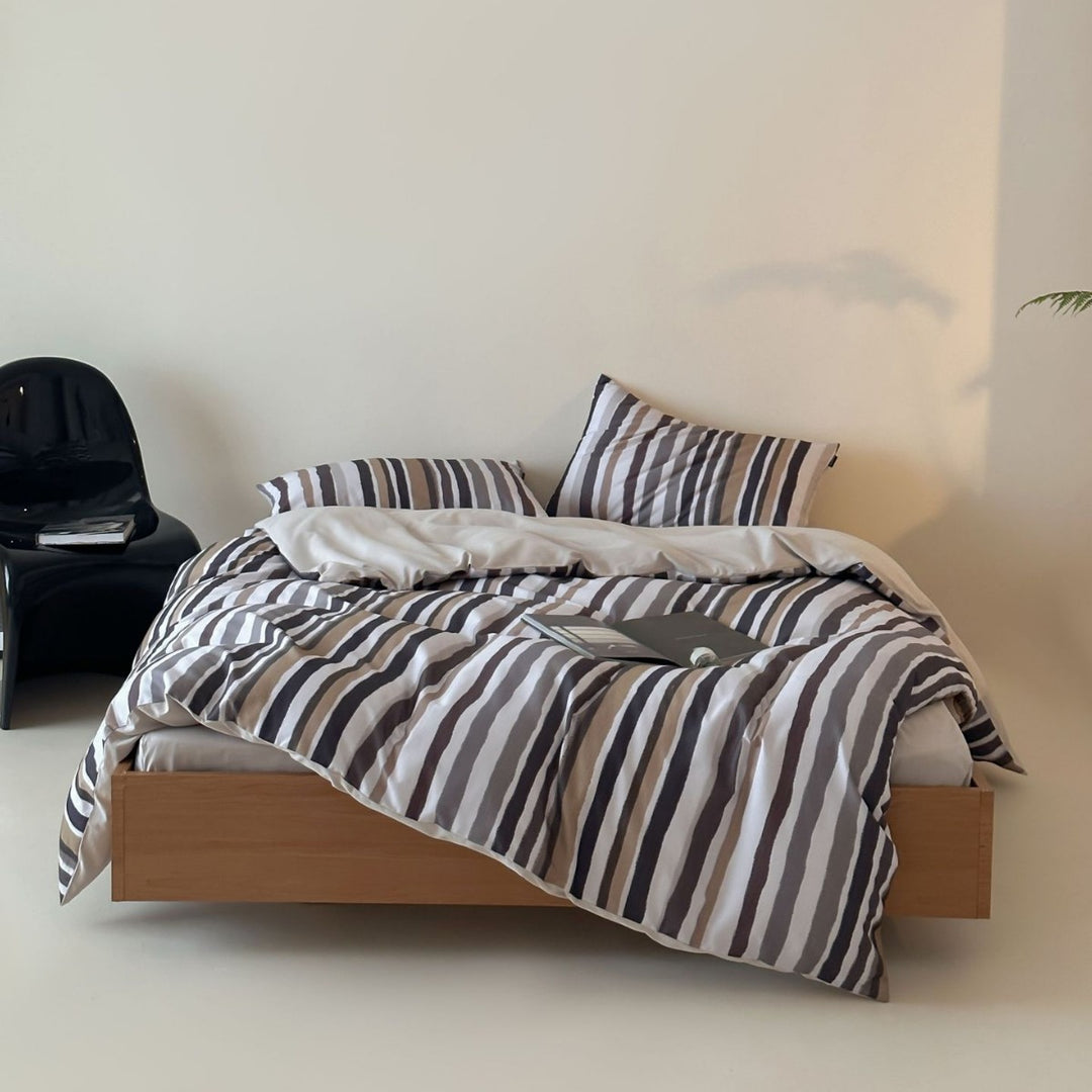 Duvet cover set made of cotton satin with Boho-Ethno pattern and reversible function