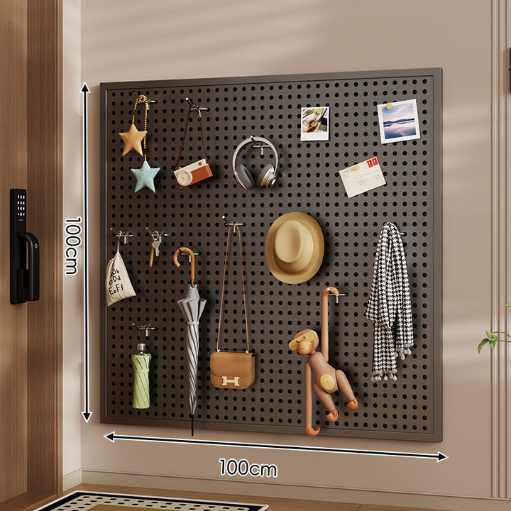 Wall-Mounted Perforated Pegboard Organizer Panel Large Square with Modular Hooks and Accessories