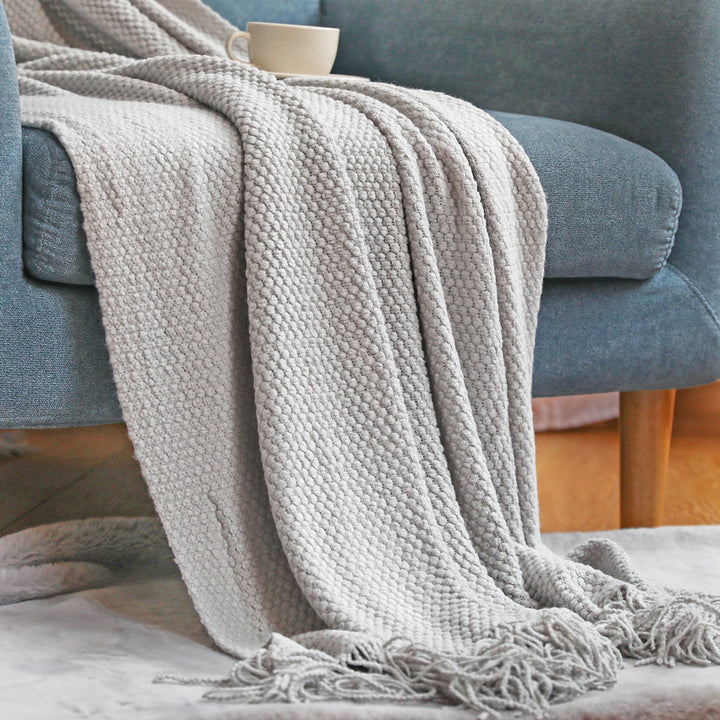 Textured Fringe Throw Blanket Kalsten