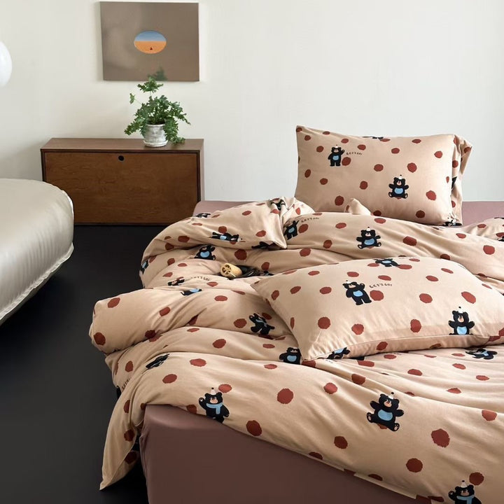 Cotton jersey bedding set with cute dog motif and fine cotton touch