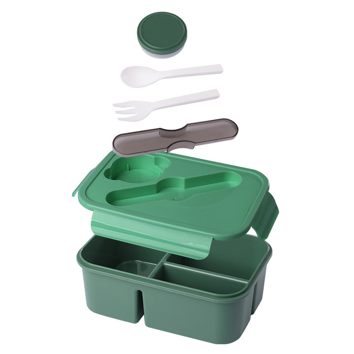 Multi-Compartment Bento Food Storage Box with Built-In Utensils