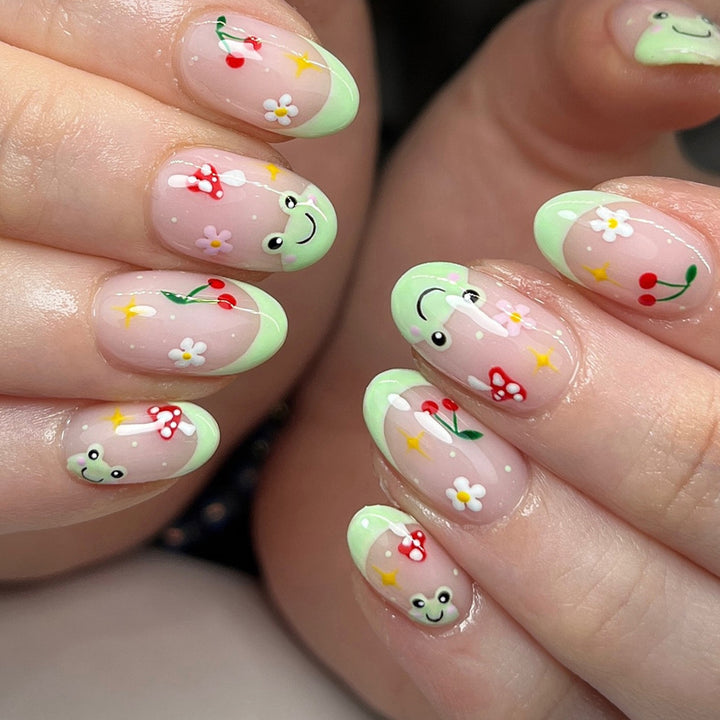 Artificial nail set with cheerful 3D designs and blooming accents Kalsten