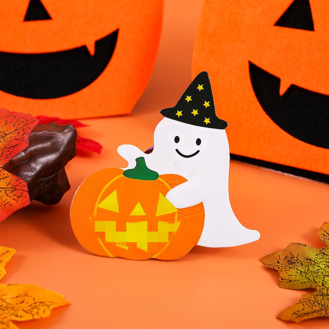 Halloween Lollipop Holder made of sturdy paper with cute ghost and pumpkin design