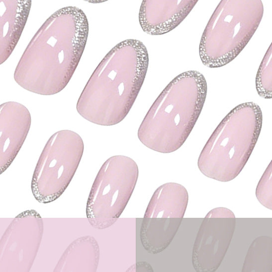 Elegant Glitter-Trimmed Gel Nail Enhancements Kalsten